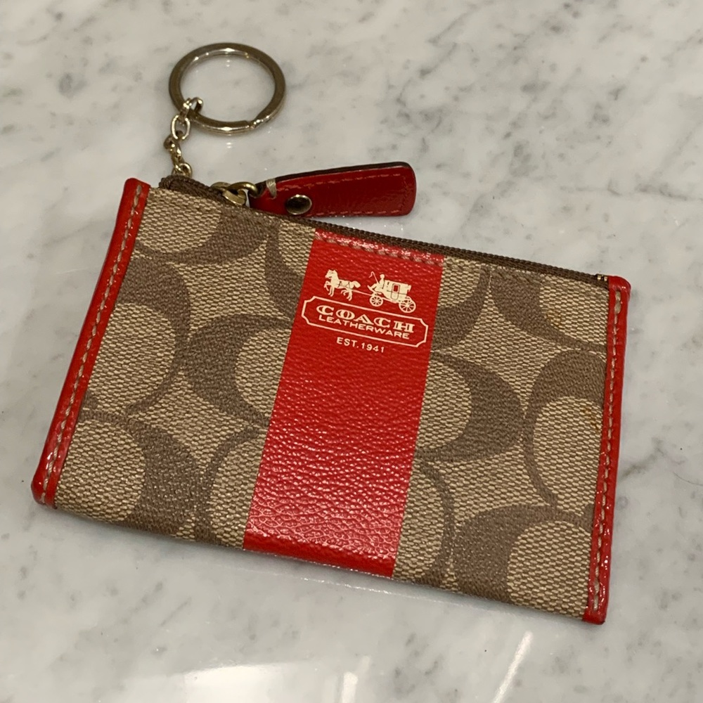 Coach Jacquard Signature keychain ID card wallet